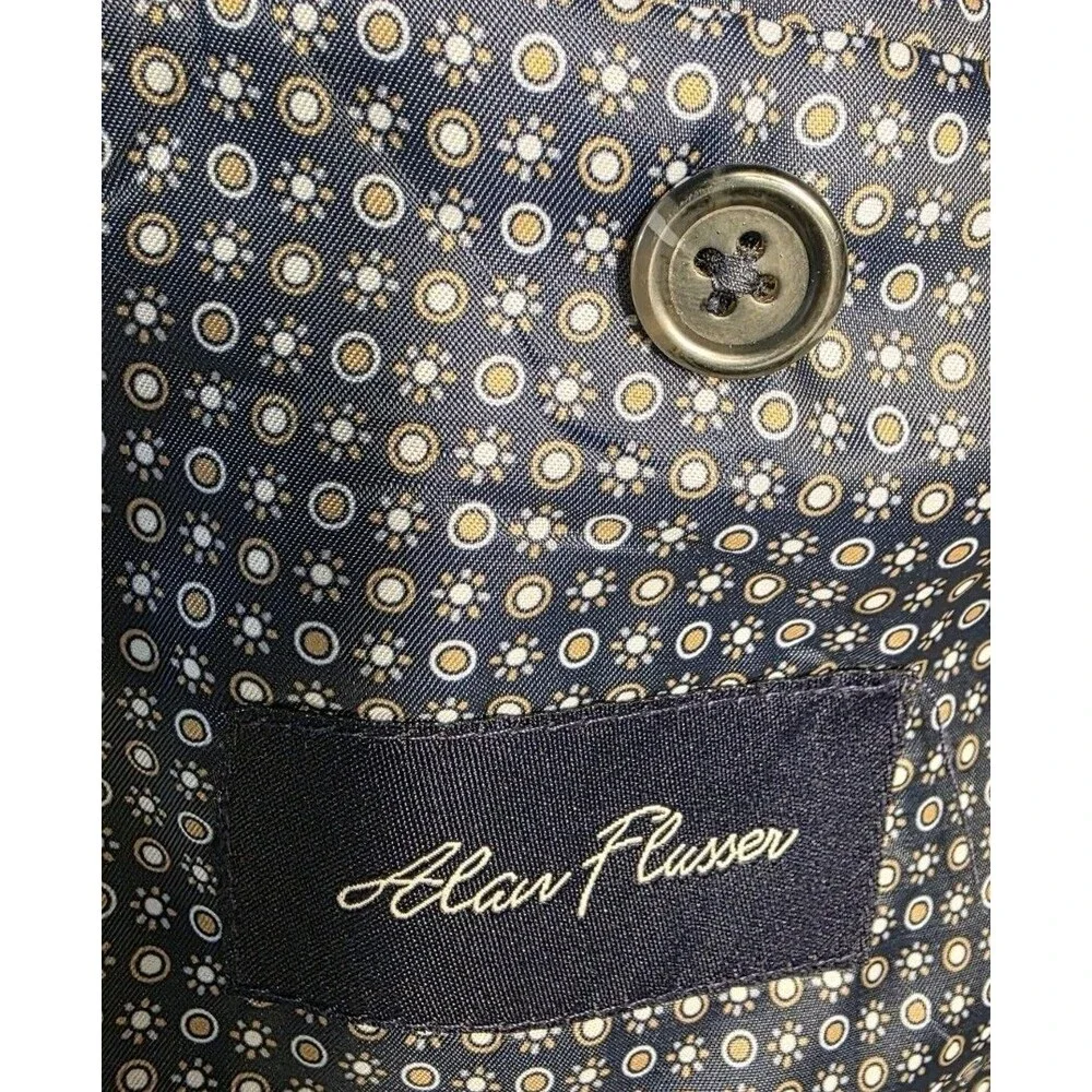 Alan Flusser Check Plaid Two Button Sport Coat Blazer Jacket 40L